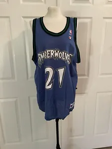 Vintage  Timberwolves Kevin Garnett 21 Jersey  By Champion Mens 48 XL - Picture 1 of 11