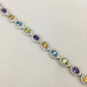Multi Color Bracelet Healing Bracelet 925 Sterling Silver Cluster Bracelet Gifts - Picture 1 of 5