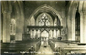 REAL PHOTO POSTCARD OF ST. MARYS CHURCH INTERIOR, OXTED, (NEAR CATERHAM), SURREY - Picture 1 of 2