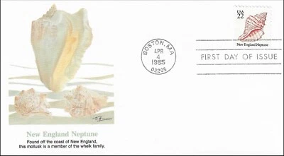 Seashells New England Neptune Seashells Clam Sea Life USA FDC Cover 1985 - Image 1 of 2