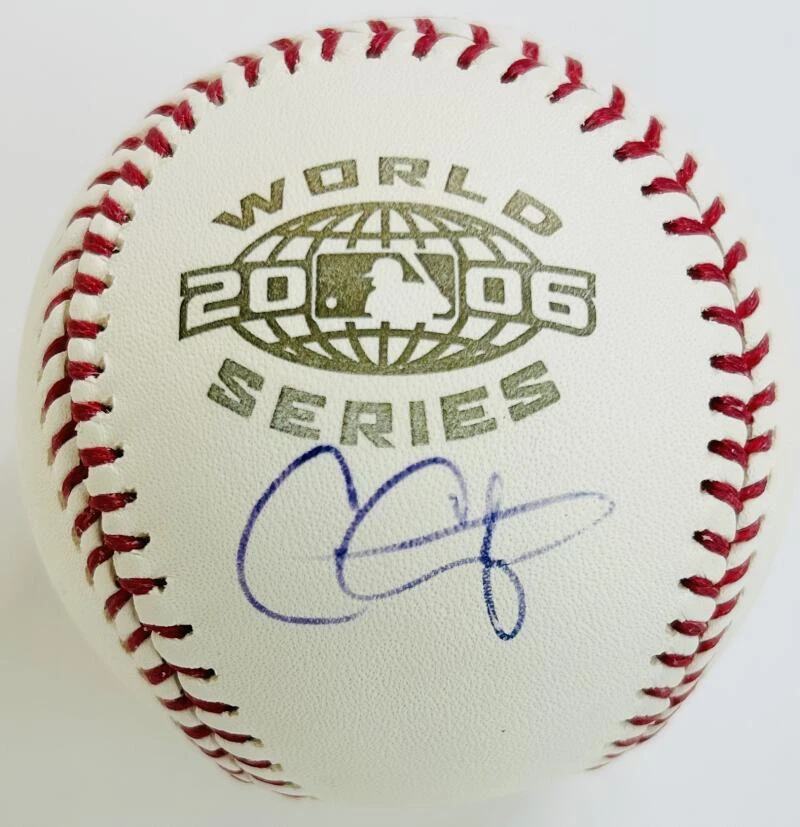 Chris Carpenter Firmado 2006 Serie Mundial Logo Béisbol Cardenales Autógrafo J1 Foto 1 de 1