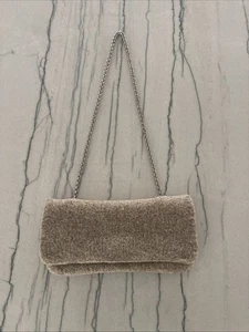 Sarah Oliver Handtasche gekochte Wolle Silber Kette 10,5" x 5" Perlen - Bild 1 von 10