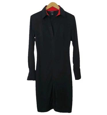 Vestido Camisa Vintage Express Talla 7/8 Negro Manga Larga Cuello en V Mod Foto 1 de 4