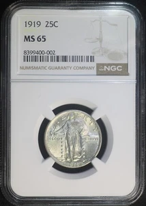1919 P Standing Liberty Quarter NGC MS65 Gem BU Lustrous Well Struck Coin - Picture 1 of 2