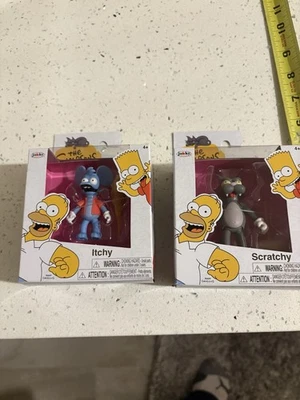 Lote de 2 bonecos The Simpsons Itchy & Scratchy 2,5” novos no pacote Jakks Pacific - Imagem 1 de 2