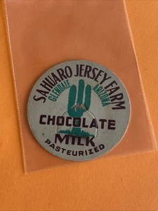 Vintage Sahuaro Jersey Farm Schokolade Milch Flaschenverschluss Glendale Arizona - Bild 1 von 2