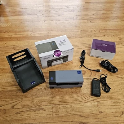 Rollo X1038 Thermal Label Printer Original Power Cables 500 Labels Label Holder - Image 1 of 4