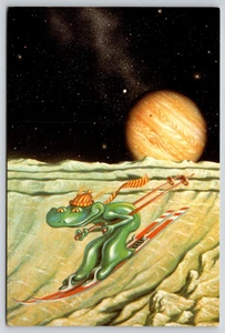 Space Lizard Esquís Júpiter Luna David Hardy Ciencia Ficción 1990 Postal UNP 4x6 - Imagen 1 de 2
