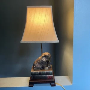 Vintage Cast Bronze Elephant Upon Book Stack Table Lamp by Frederick Cooper - Picture 1 of 17