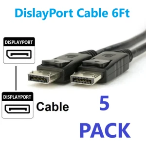 5 PACK Displayport to Display Port Cable DP Male to Male Cord 4K HD 6FT™ - Picture 1 of 11
