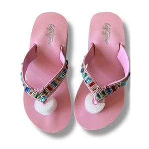 Lsytaqrw Wedge Flip Flops Diamond Rhinestone Pink Sandals Size 6 - Picture 1 of 9