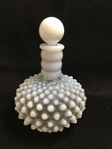 Vintage Fenton Clear Glass and white Hobnail Perfume Bottle With Stopper - Picture 1 of 6