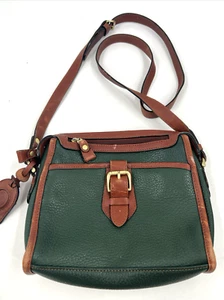 Vintage Liz Claiborne Hunter Green Leather Purse Crossbody Shoulder Handbag - Picture 1 of 12