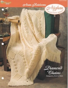 Aran Afghan Crochet Pattern DIAMOND CHAINS Instructions Needlecraft Shop - Picture 1 of 2