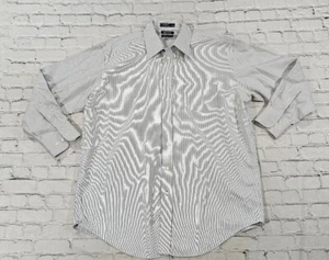 Nautica Gray Striped Premium Non-Iron Long Sleeve Button MENS SIZE 17  32/33 - Picture 1 of 6