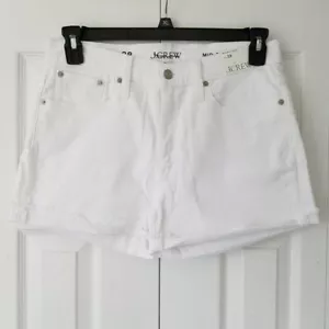 J. Crew Denim Shorts Mid Rise Womens Size 28 White Raw Cuffed Hem NWT $89 A5225 - Picture 1 of 7