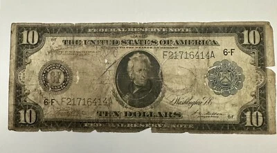 1914 $10 Federal Reserve Note, Atlanta F21716414 - Image 1 of 4