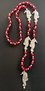Krewe of Proteus SILVER SEAHORSE Mardi Gras Beads, CLASSIC, 22" Long, Muses Rex - Picture 1 of 7