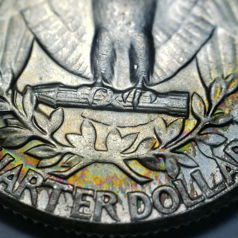 1957 25c Silver Washington Quarter - FS-901 Type B Reverse - PQ Rainbow - Z3994 Cover