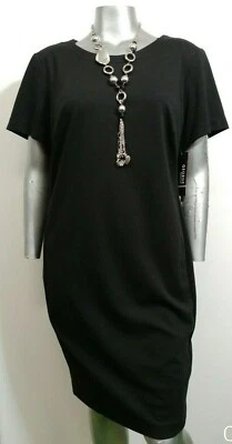 NWT Plus WOMEN'S GEORGE KNEE VERSATILE DRESS Size 3X (22W/24W)Black Short Sleeve - Image 1 of 4