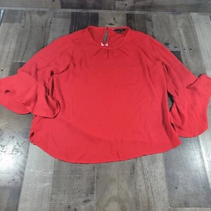 Banana Republic Damen Bluse lang Flatterärmel Medium rot - Bild 1 von 6