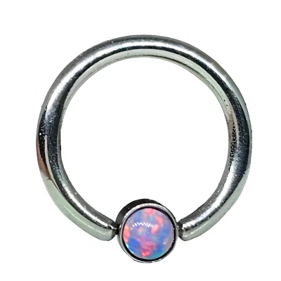 Anello naso setto opale viola 8 mm BCR anello prigioniero 16 g (1,2 mm) orecc... - Immagine 1 di 4