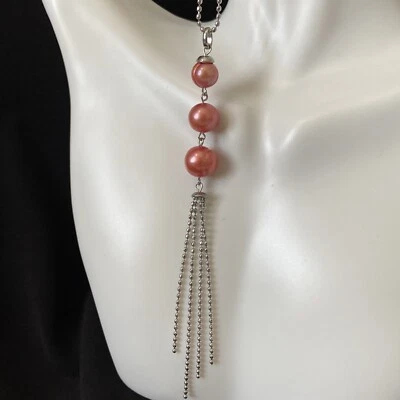 Collar Honora Perla Rosa Y ~ Fácil Cuidado y Cadena Inoxidable Duradera ~ Informal  Foto 1 de 4