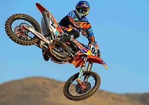 Motocross Dirt Bike Stunt Jump Desert Poster Wall Art Print Sizes A4 A2 A1 A0 - Picture 1 of 3
