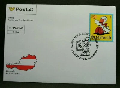 [SJ] Austria Kids Television Programme Confetti 2002 Bird Cartoon Animation (FDC - Image 1 of 4