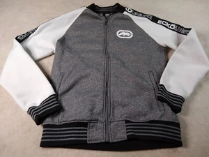 Sudadera Bomber Ecko Unltd Para Hombre M Gris Blanco Negro Vellón Cremallera Completa De Colección Defectos Y2k - Imagen 1 de 9