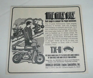 1970 minibike/motorcycle ad ~ BRONCCO TX-6 The Hike Bike - Picture 1 of 1