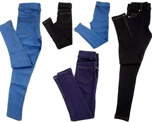 Kids Girls skinny Fit jeans jeggings Trousers Legging Denim Look Pants Age 4-13 - Picture 1 of 12