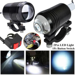 2pc Motorcycle Fog Light U1 LED Headlight Driving Spot Work Lamp with Switch Kit - Picture 1 of 8