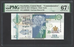 Seychelles 10 Rupees ND(2013) P46 Commemorative Uncirculated Grade 67 - Picture 1 of 2