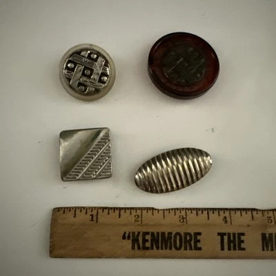 COOL VINTAGE ART DECO lotto FOUR (4) BUTTONS metal AND celluloid free shipping - Image 1 of 4