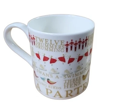 Laura Ashley 12 Days Of Christmas Mug Henkelbecher 9.5cm Made in UK  VGC - Image 1 of 4