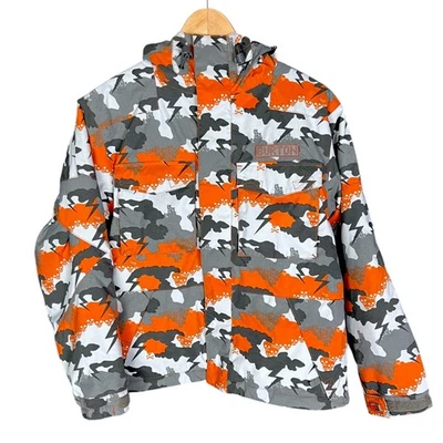 Boys Burton Snowboarding Orange Gray Skull Insulated Camo Coat Jacket Size L  - Image 1 of 4
