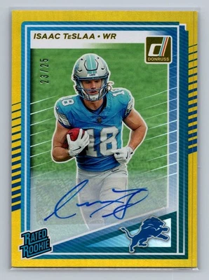 Isaac TeSlaa 2025 Donruss Clasificado Novato Automático Dorado Novato RC #/25 Lions Foto 1 de 2