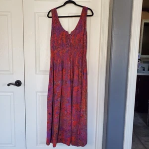 Bali Batiks Motifs Maxi Dress Sleeveless Pullover Multicolor Smoked Bodice Large - Picture 1 of 13