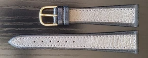 Vintage NOS 1960s Italian Gilden 20mm Black and Gray Stitched Leather Watch Band - Bild 1 von 5