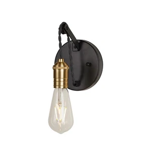 FORTE LIGHTING INC Essy 1-Light Black and Soft Gold ADA Compliant Wall Sconce - Picture 1 of 2