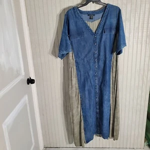 ASHLEY STEWART DRESS BLUE/CAMOUFLAGE SHORT SLEEVE POLY/RAYON SIZE 26(4X) - Picture 1 of 7