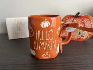 NWT RAE DUNN HELLO PUMPKIN FALL HARVEST THANKSGIVING COFFEE TEA MUG - Picture 1 of 2