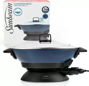 Sunbeam DiamondForce Electric Wok Non Stick Coating Large Capacity (Dark Blue) - Picture 1 of 9
