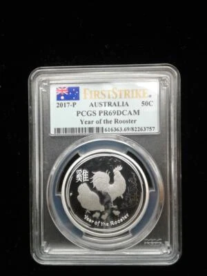2017 P 1/2 oz Australia Silver Lunar Year of the Rooster Proof PCGS PR69 DCAM - Image 1 of 2