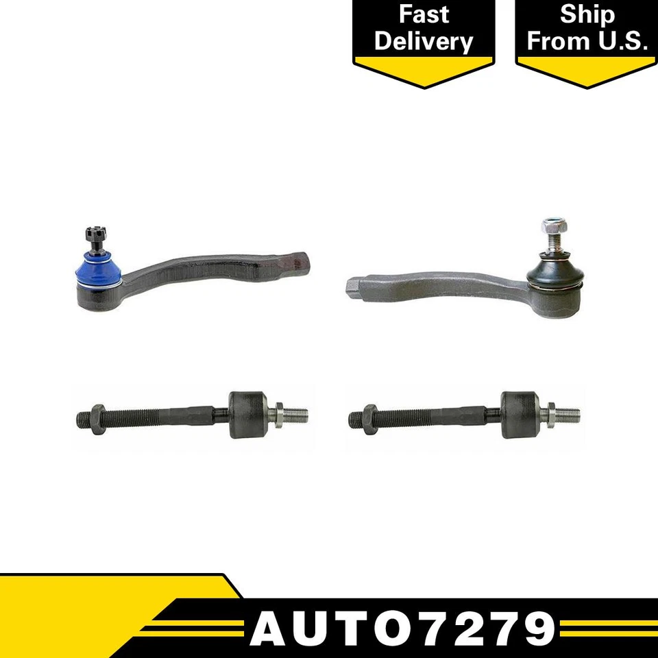 4PC Mevotech Front Inner Outer Tie Rod End For 1988 1989 1990 Honda Civic Foto 1 de 4