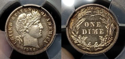 1906 Proof Barber Dime 10c PCGS PR 64 - Image 1 of 4