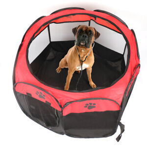 Large New Fabric Foldable Pet Exercise Kennel Soft Dog Run Puppy Playpen Cage UK