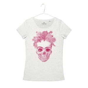 Maglietta Donna Teschio Frida Kahlo Art Naif Flowers Frida Skull T-Shirt Girl - Picture 1 of 16