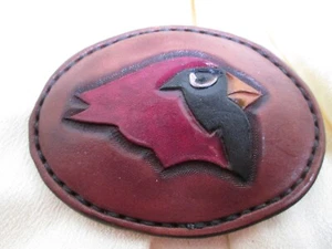 Quality Hand MADE & TOOLED Leather CARDINAL BELT BUCKLE - Picture 1 of 2